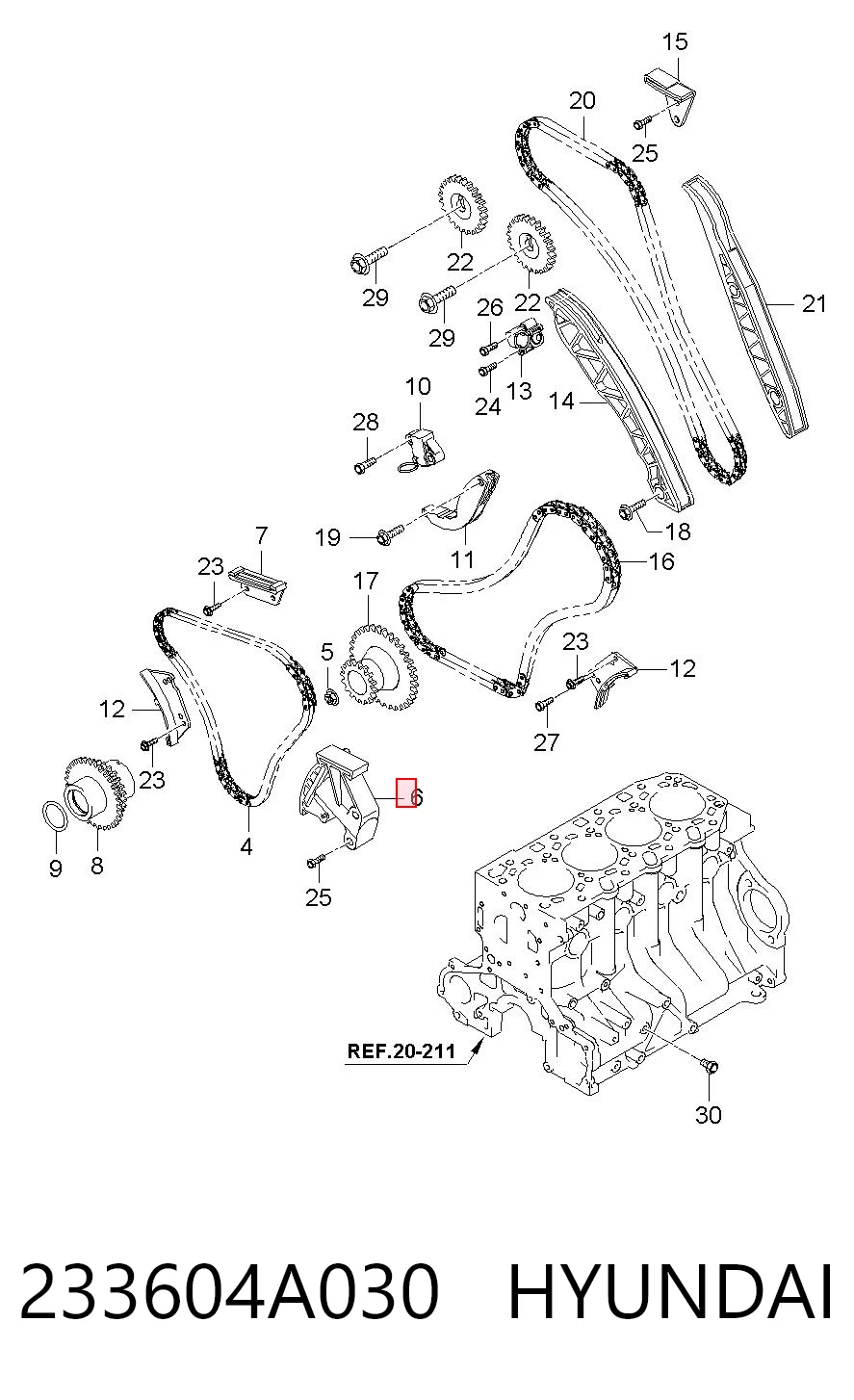 233604A030 Hyundai/Kia Tensor de cadena de bomba de aceite