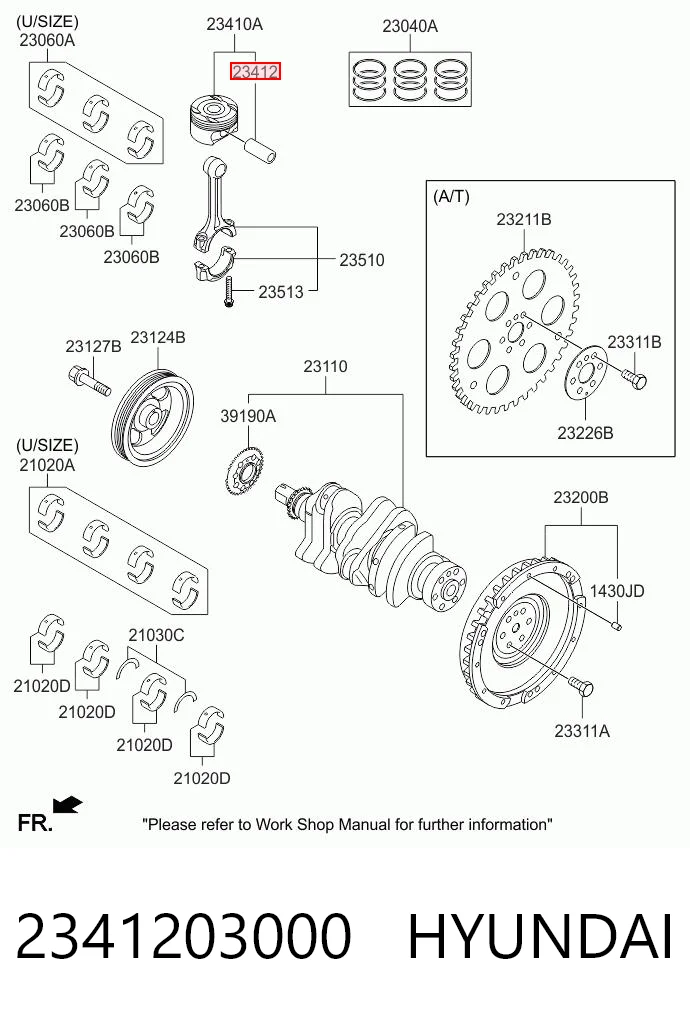 Bulón de pistón 2341203000 HYUNDAI