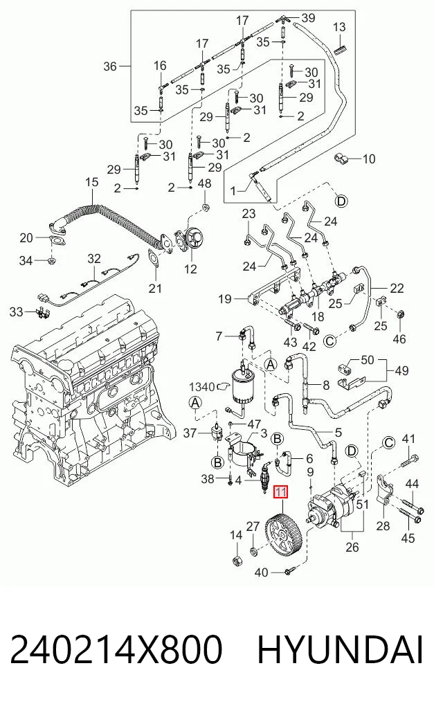 240214X800 Hyundai/Kia Engranaje de estrella, bomba de inyección
