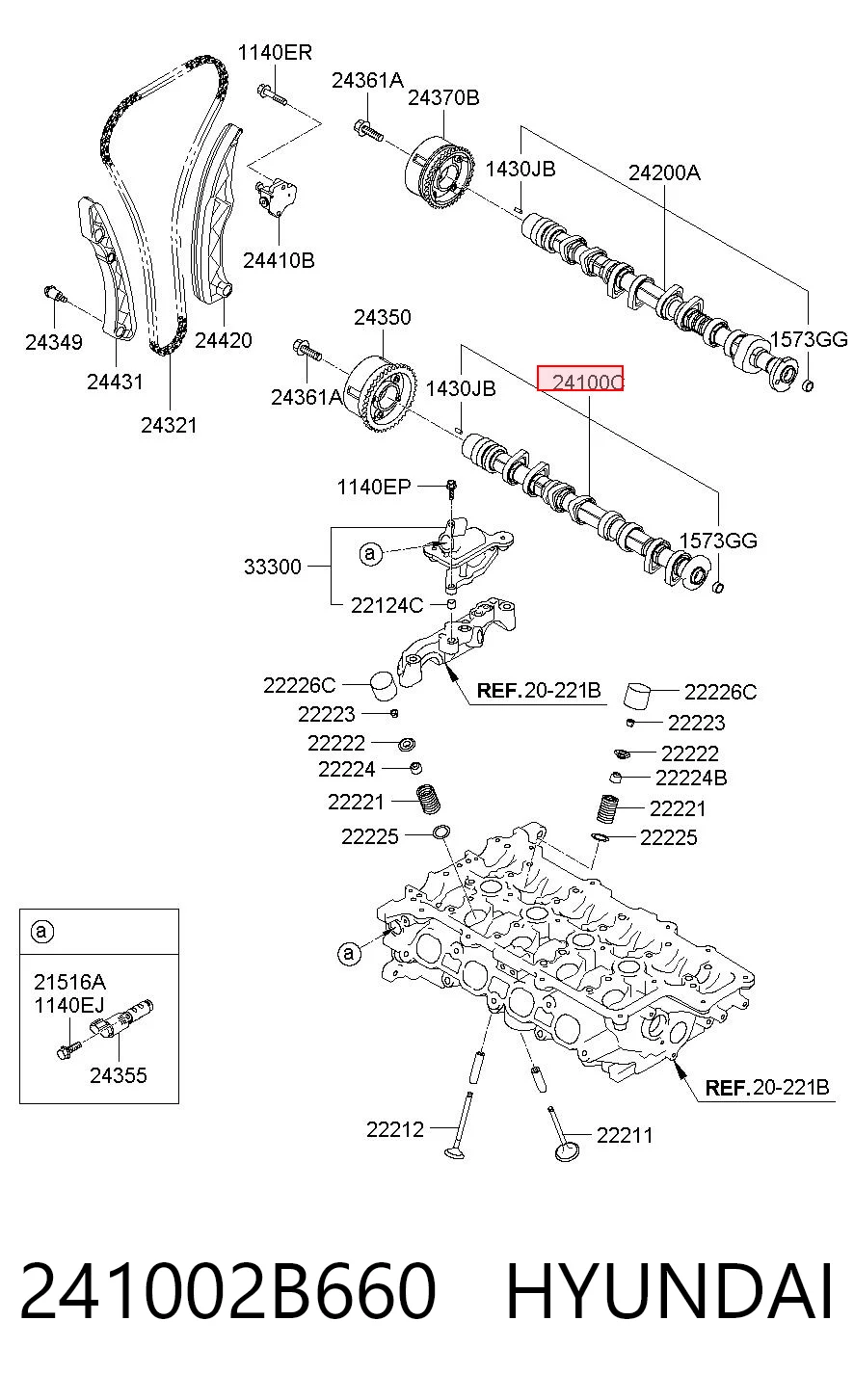 241002B660 Hyundai/Kia Árbol de levas de entrada