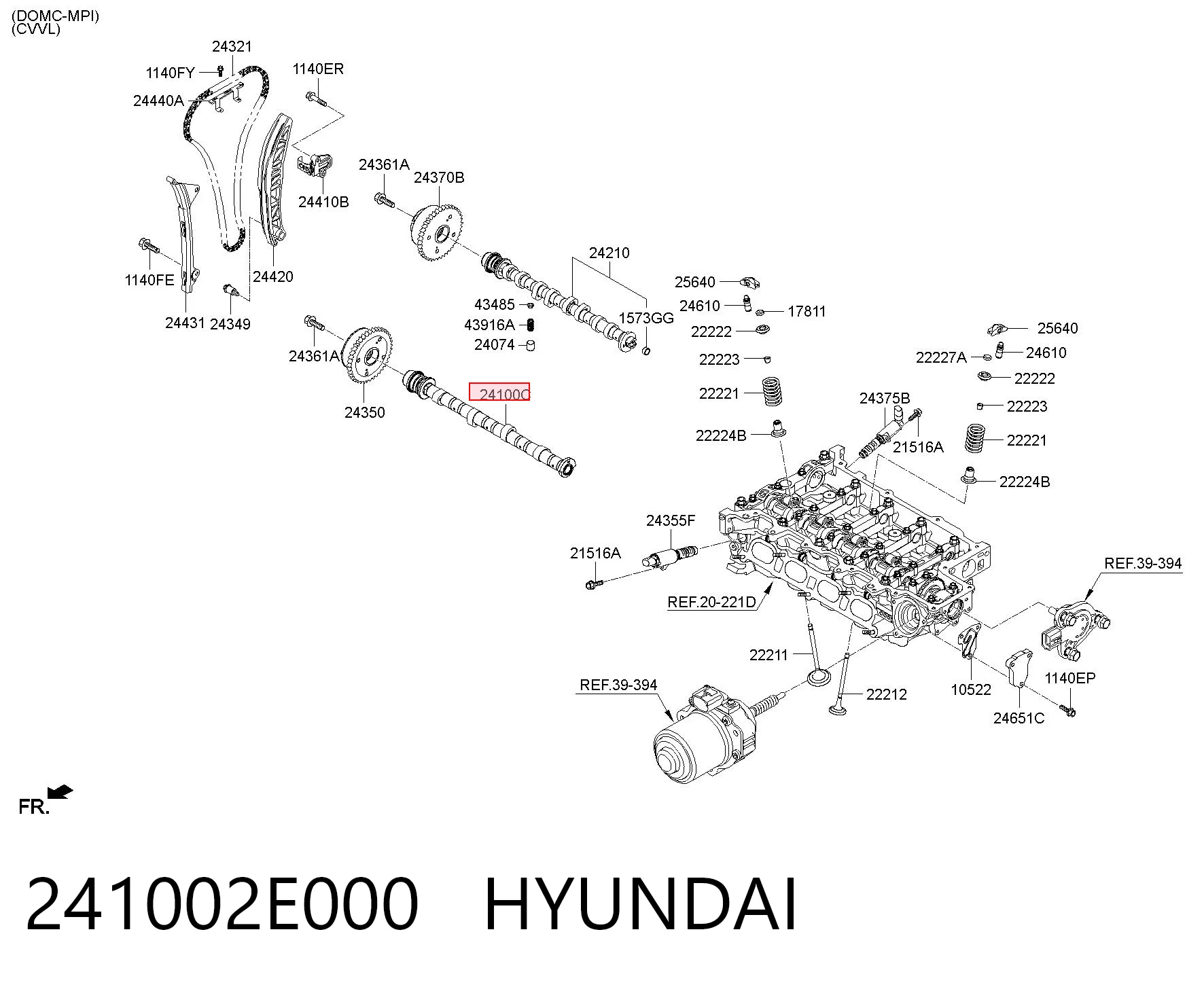 Árbol de levas de entrada para Hyundai I40 I VF