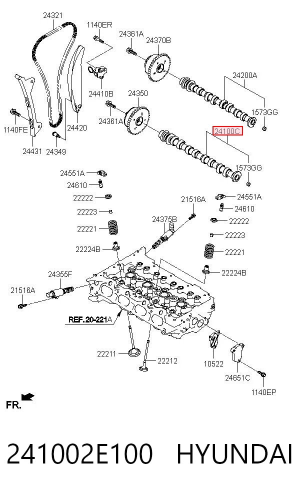 241002E100 Hyundai/Kia Árbol de levas de entrada