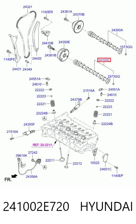 241002E720 Hyundai/Kia Árbol de levas de entrada