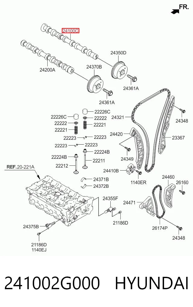 241002G000 Hyundai/Kia Árbol de levas de entrada