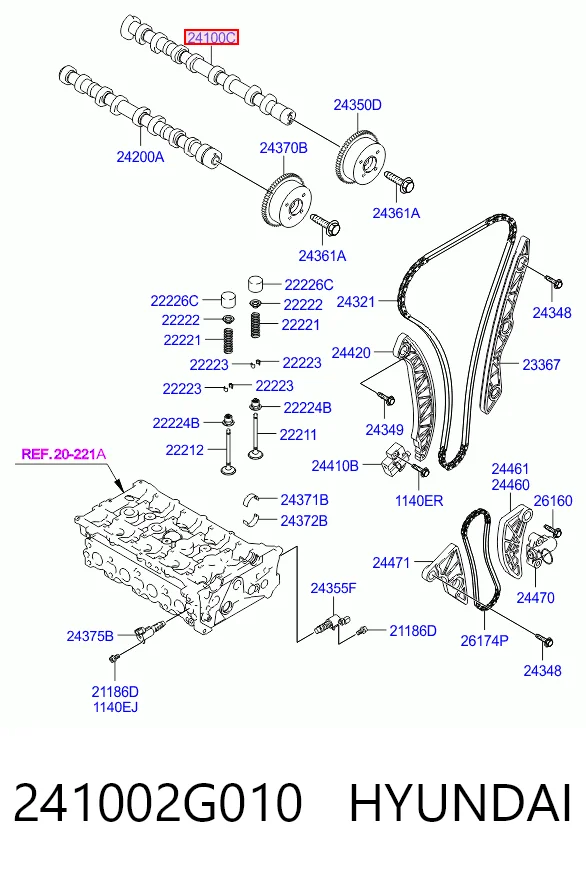241002G010 Hyundai/Kia Árbol de levas de entrada