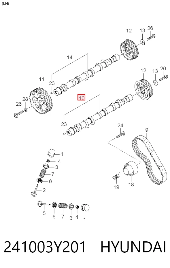Árbol de levas de entrada para KIA Carnival GQ