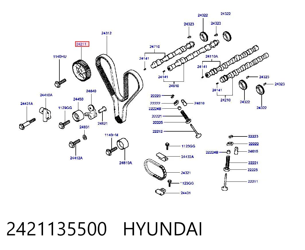 2421135500 Hyundai/Kia Engranaje árbol de levas