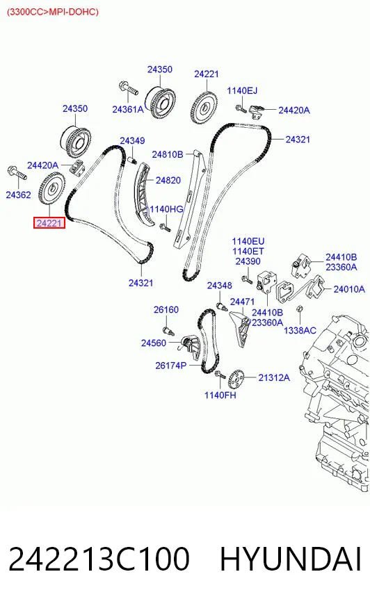 242213C100 Hyundai/Kia Engranaje árbol de levas