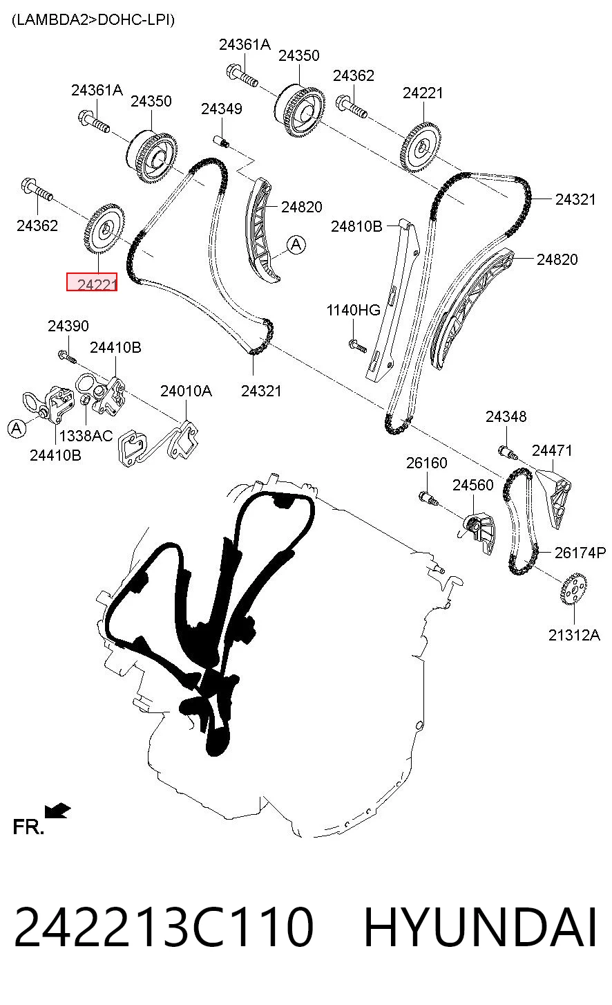 242213C110 Hyundai/Kia Engranaje árbol de levas