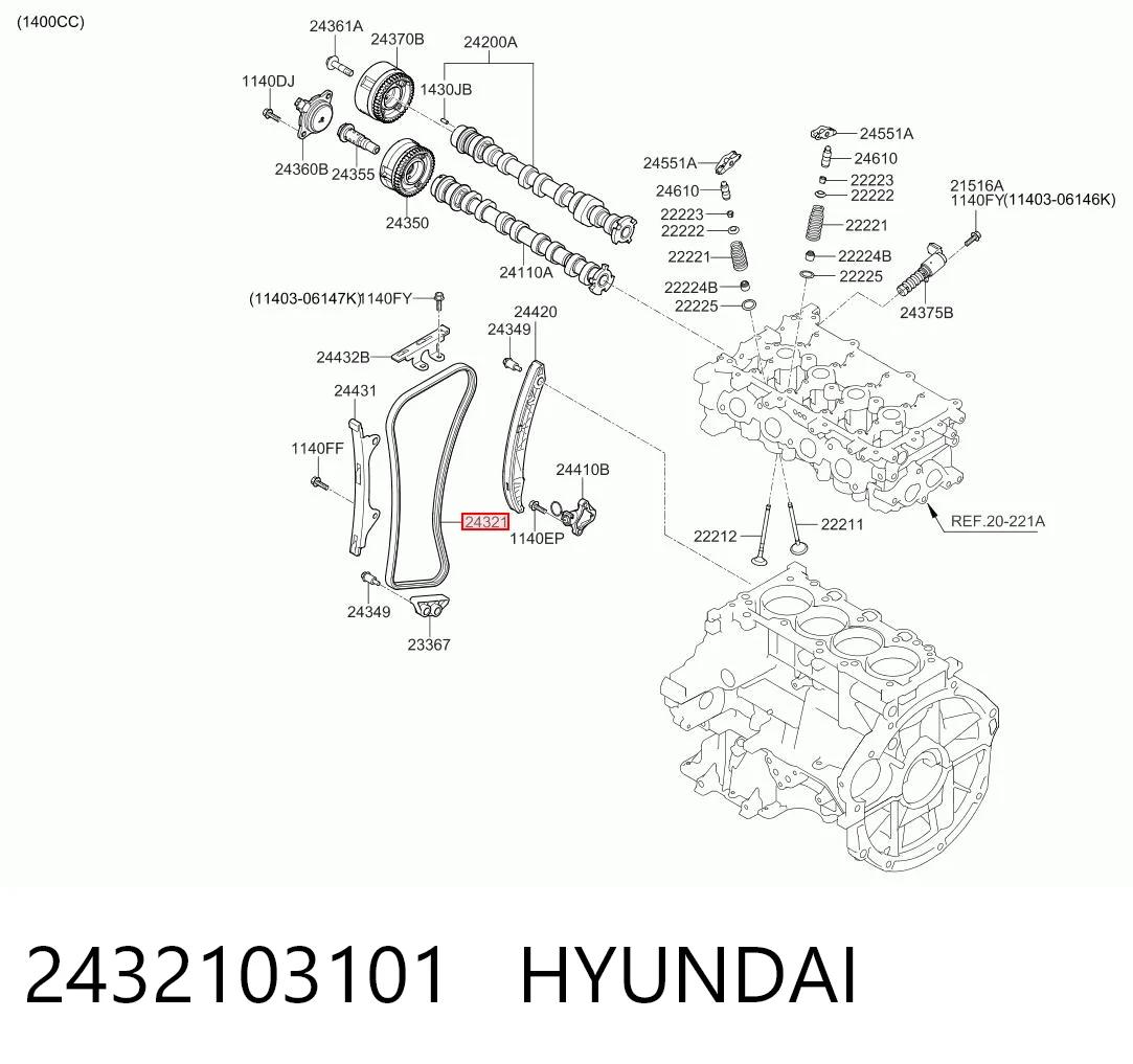 2432103101 Hyundai/Kia Cadena de motor