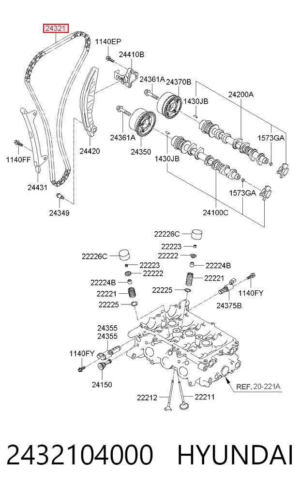 2432104000 Hyundai/Kia Cadena de motor