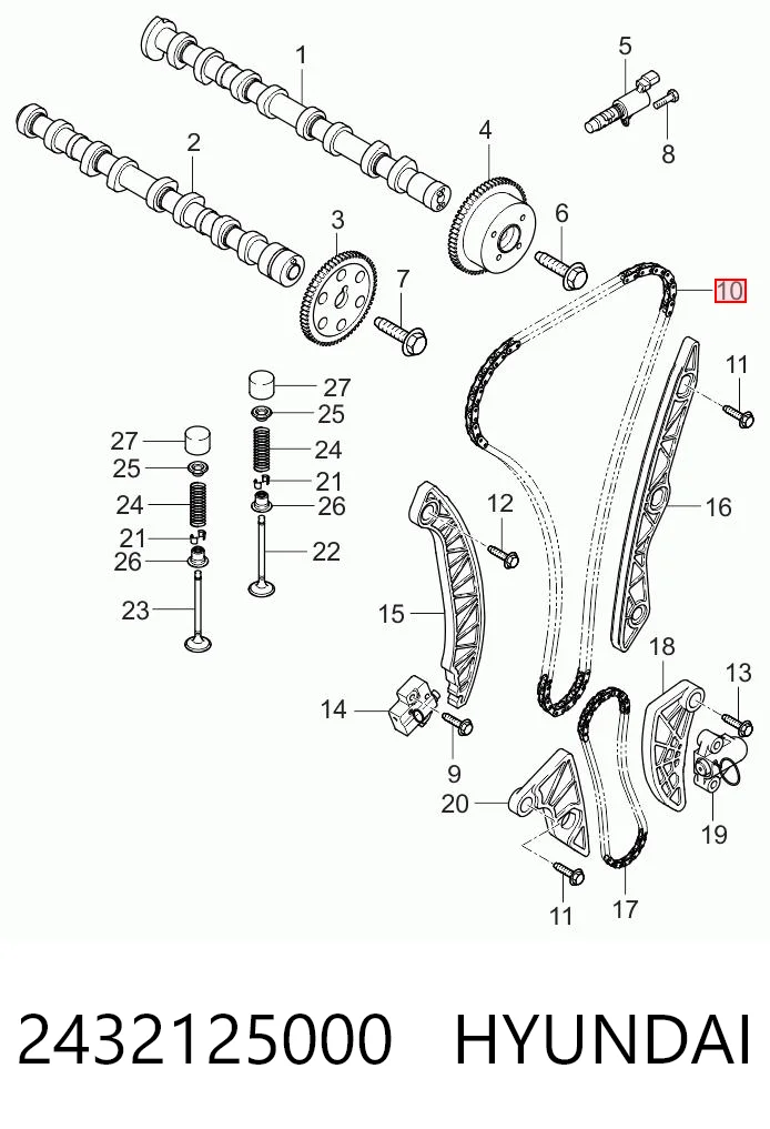 2432125000 Hyundai/Kia Cadena de motor