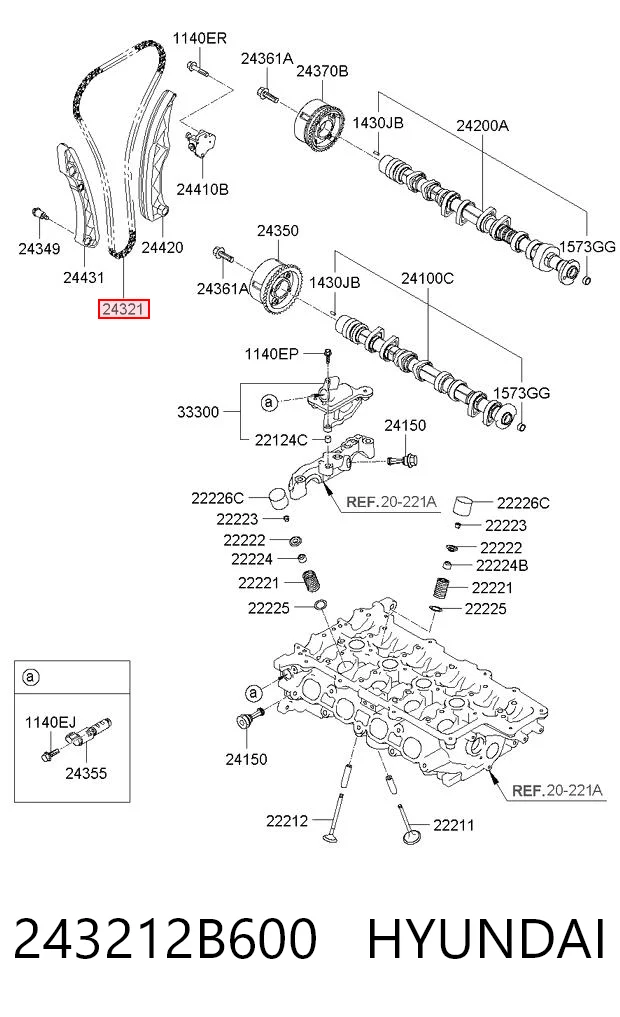 243212B600 Hyundai/Kia Cadena de motor