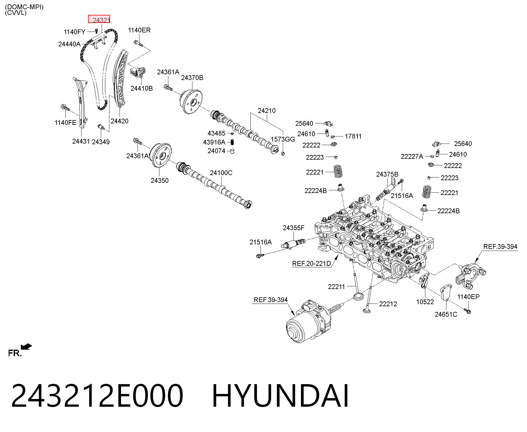 243212E000 Hyundai/Kia Cadena de motor