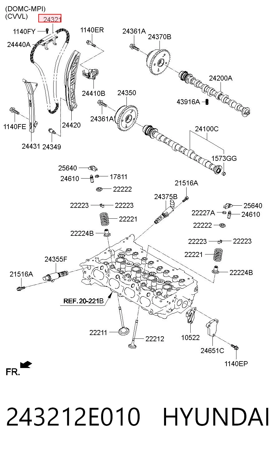 243212E010 Hyundai/Kia Cadena de motor