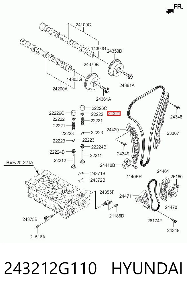 243212G110 Hyundai/Kia Cadena de motor