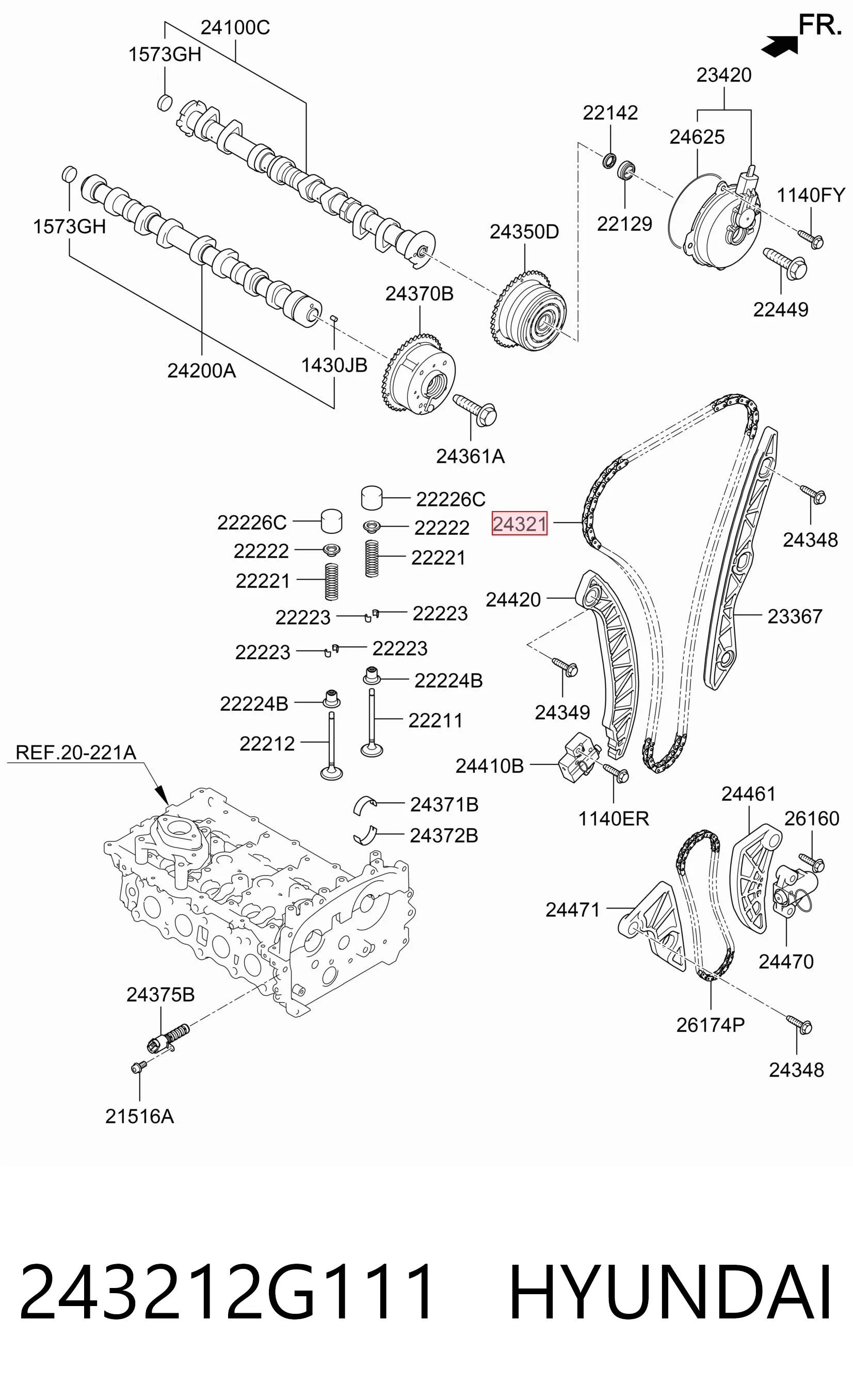 243212G111 Hyundai/Kia Cadena de motor