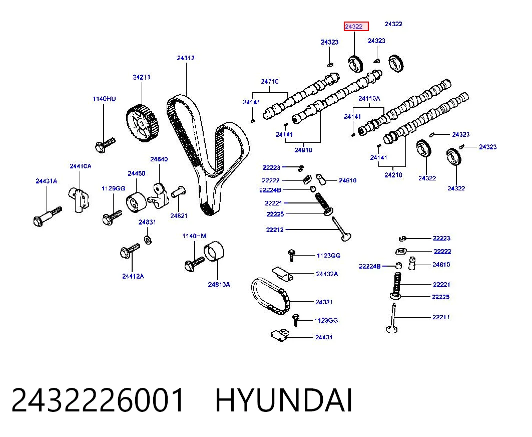 Engranaje árbol de levas para Hyundai Sonata IV EF