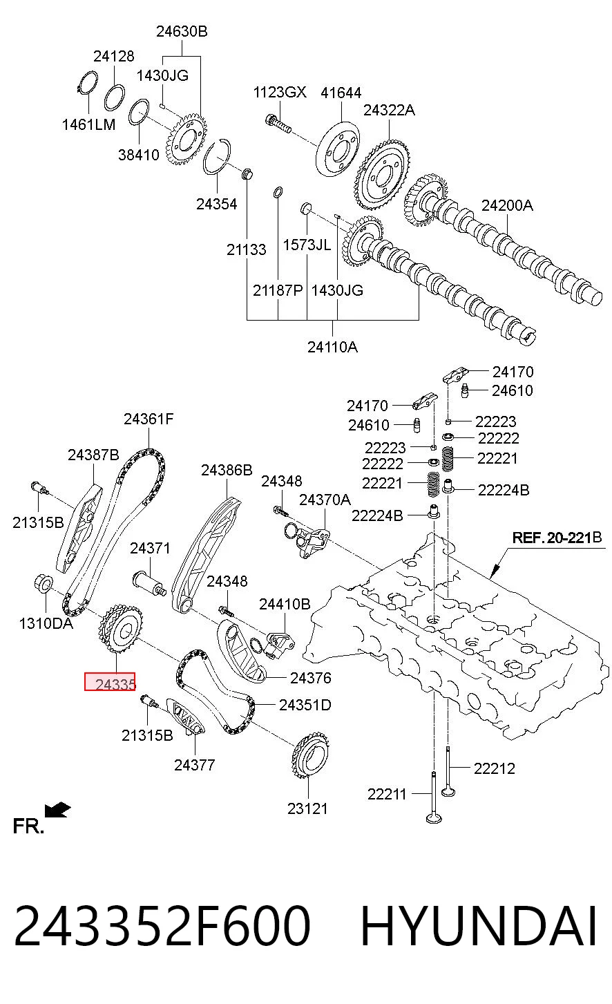 243352F600 Hyundai/Kia Engranaje de estrella, bomba de inyección