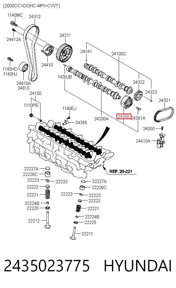 2435023775 Hyundai/Kia Engranaje árbol de levas lado de admisión