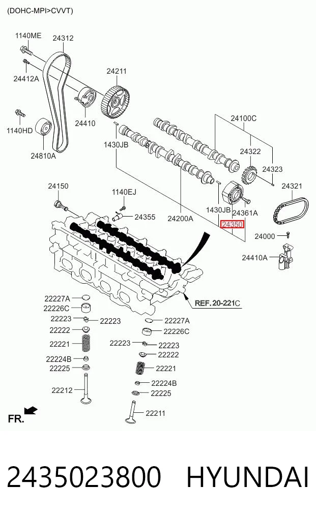 2435023800 Hyundai/Kia Engranaje árbol de levas lado de admisión