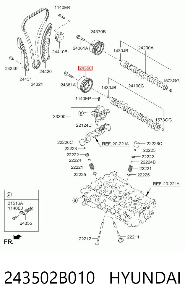243502B010 Hyundai/Kia Engranaje árbol de levas lado de admisión
