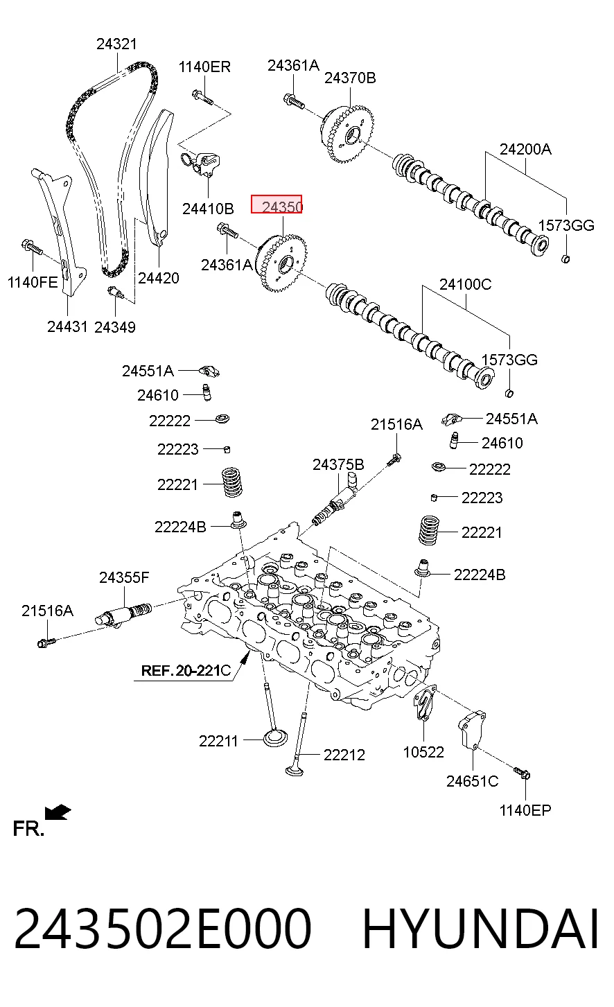 243502E000 Hyundai/Kia Engranaje árbol de levas lado de admisión