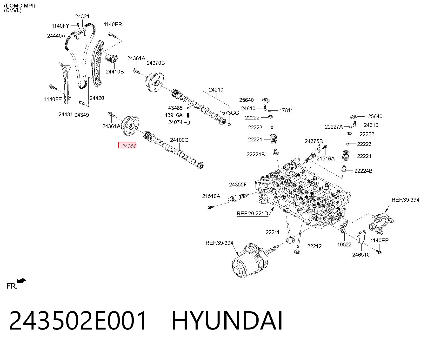 243502E001 Hyundai/Kia Engranaje árbol de levas lado de admisión