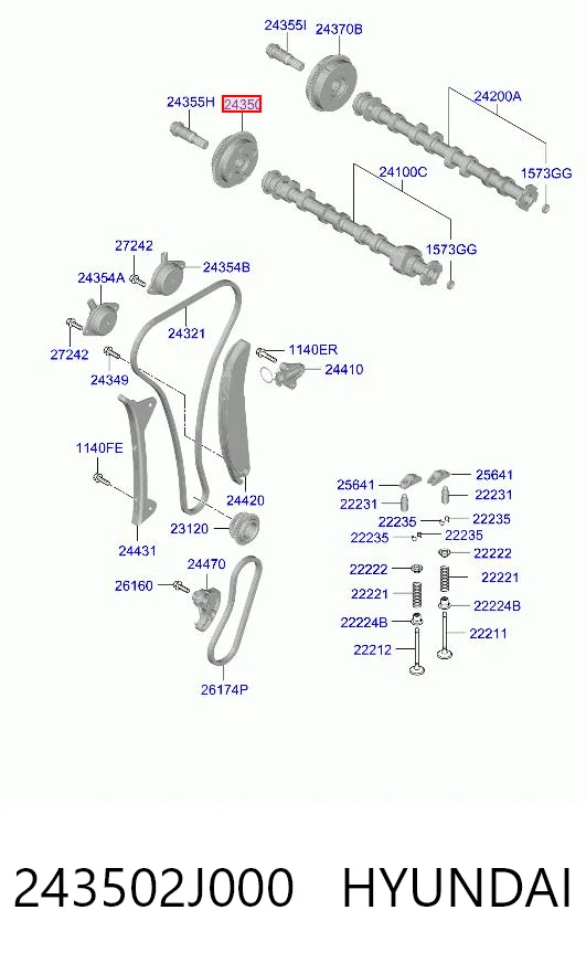 243502J000 Hyundai/Kia Engranaje árbol de levas lado de admisión