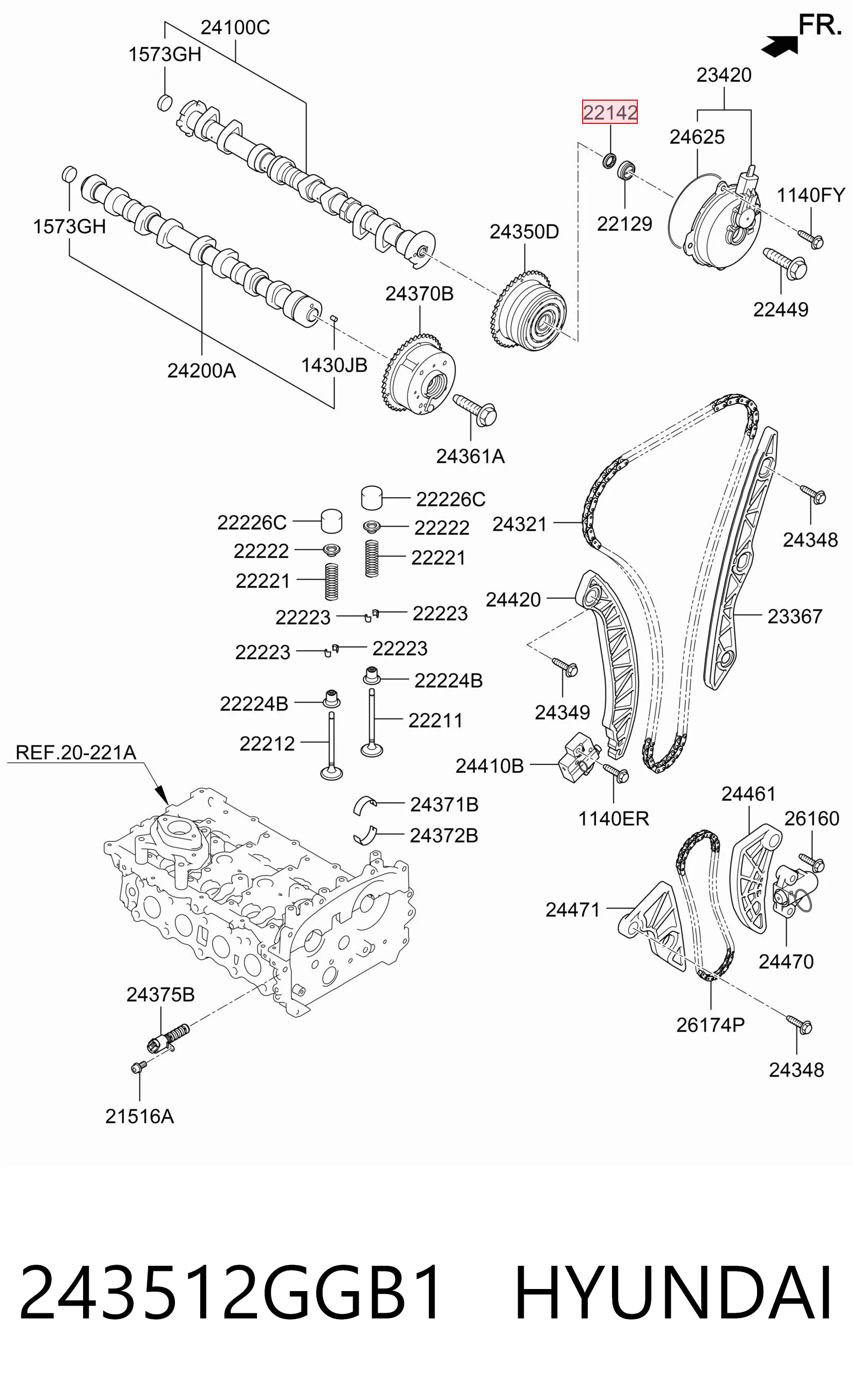 243512GGB1 Hyundai/Kia Cubre motor