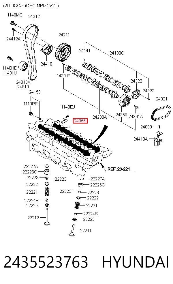 2435523763 Hyundai/Kia Válvula reguladora de presión de aceite