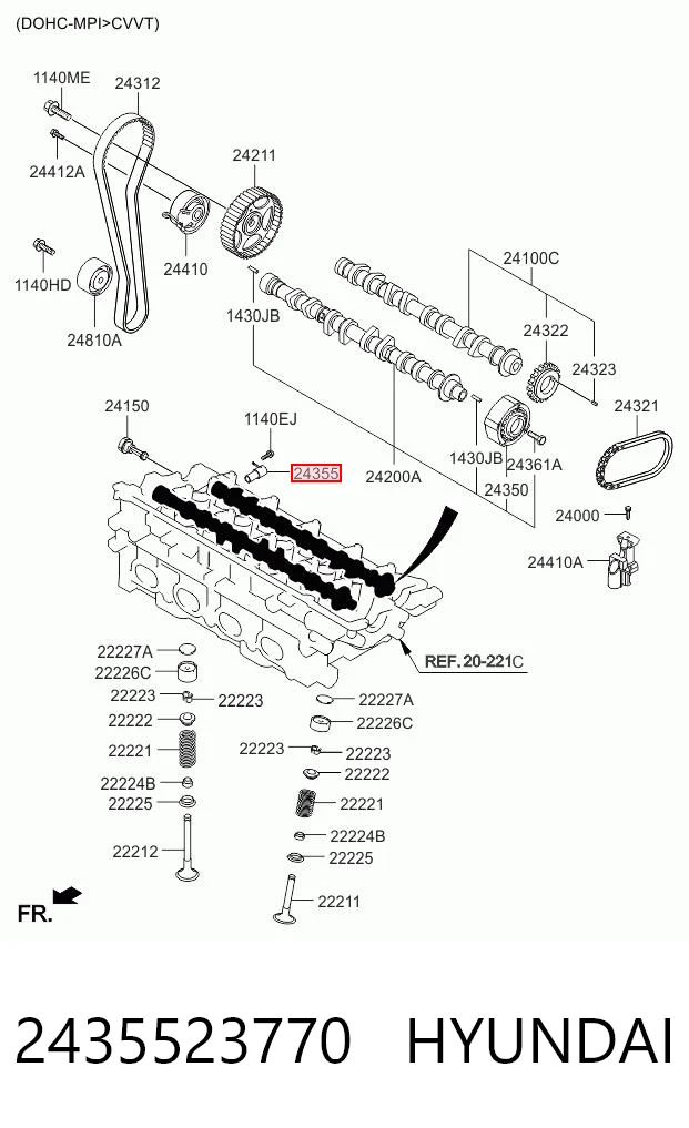 2435523770 Hyundai/Kia Válvula reguladora de presión de aceite