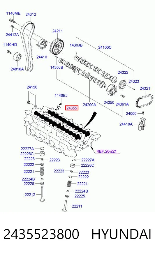 2435523800 Hyundai/Kia Válvula reguladora de presión de aceite