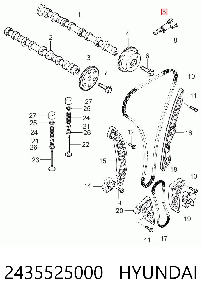 2435525000 Hyundai/Kia Válvula reguladora de presión de aceite
