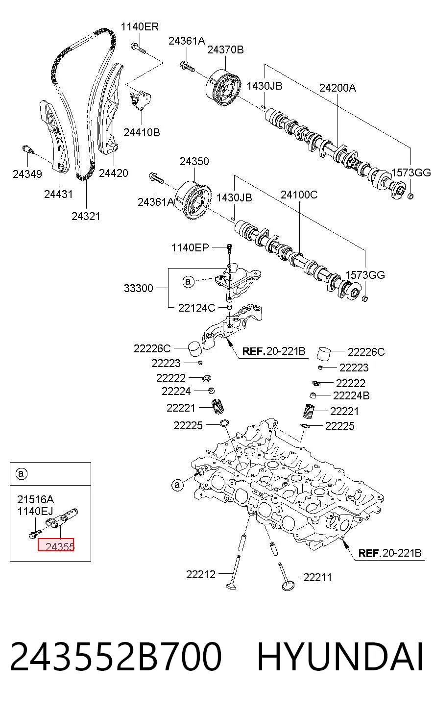 243552B700 Hyundai/Kia Válvula control, ajuste de levas