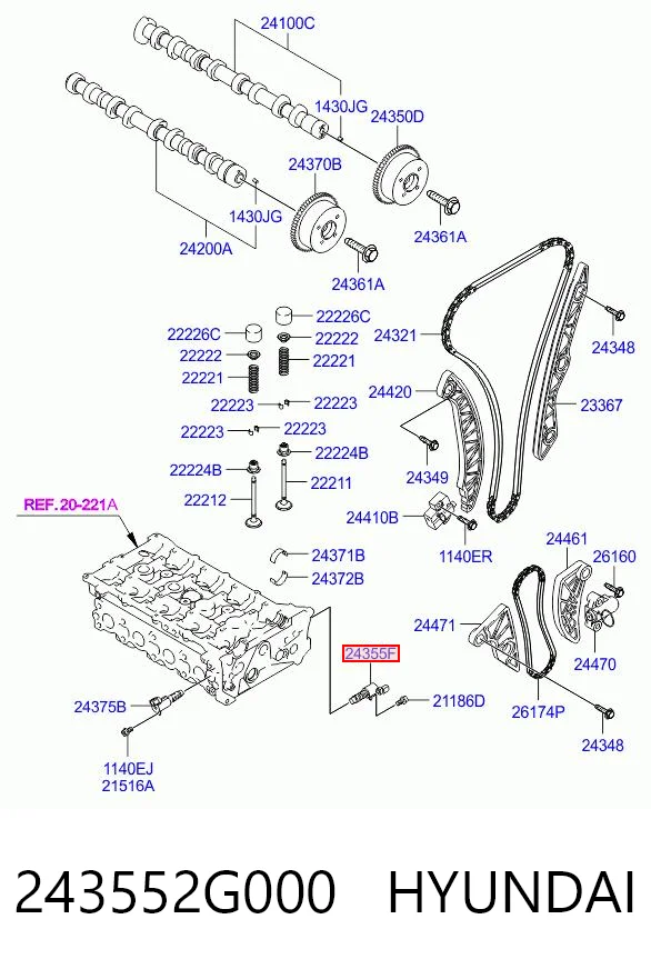 243552G000 Hyundai/Kia Válvula control, ajuste de levas