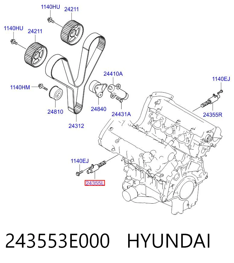 243553E000 Hyundai/Kia Válvula reguladora de presión de aceite