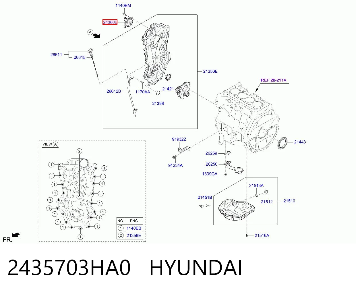 2435703HA0 Hyundai/Kia Válvula control, ajuste de levas