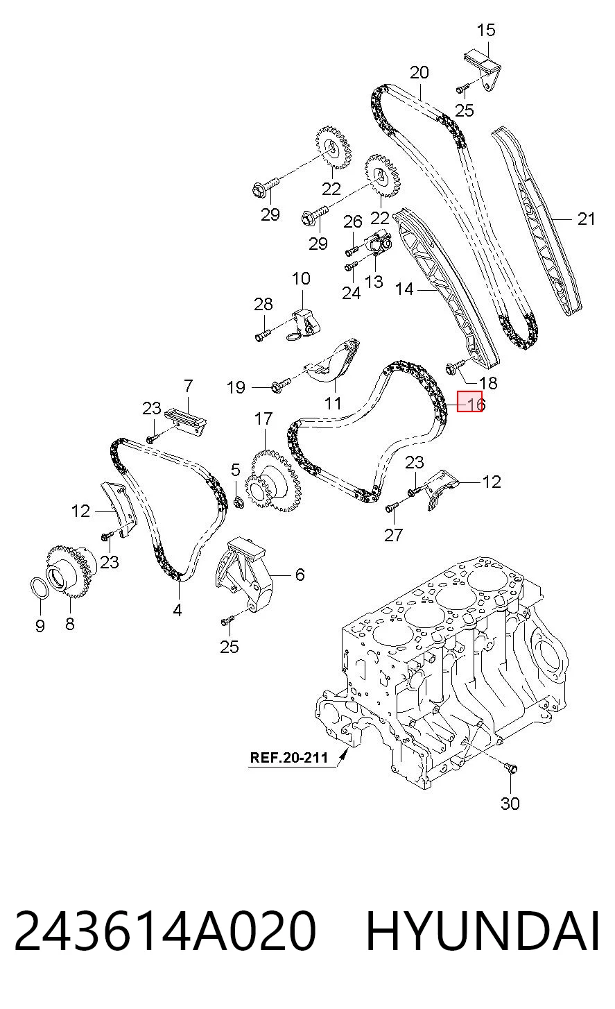 Cadena de motor para Hyundai H-1 STAREX Starex 