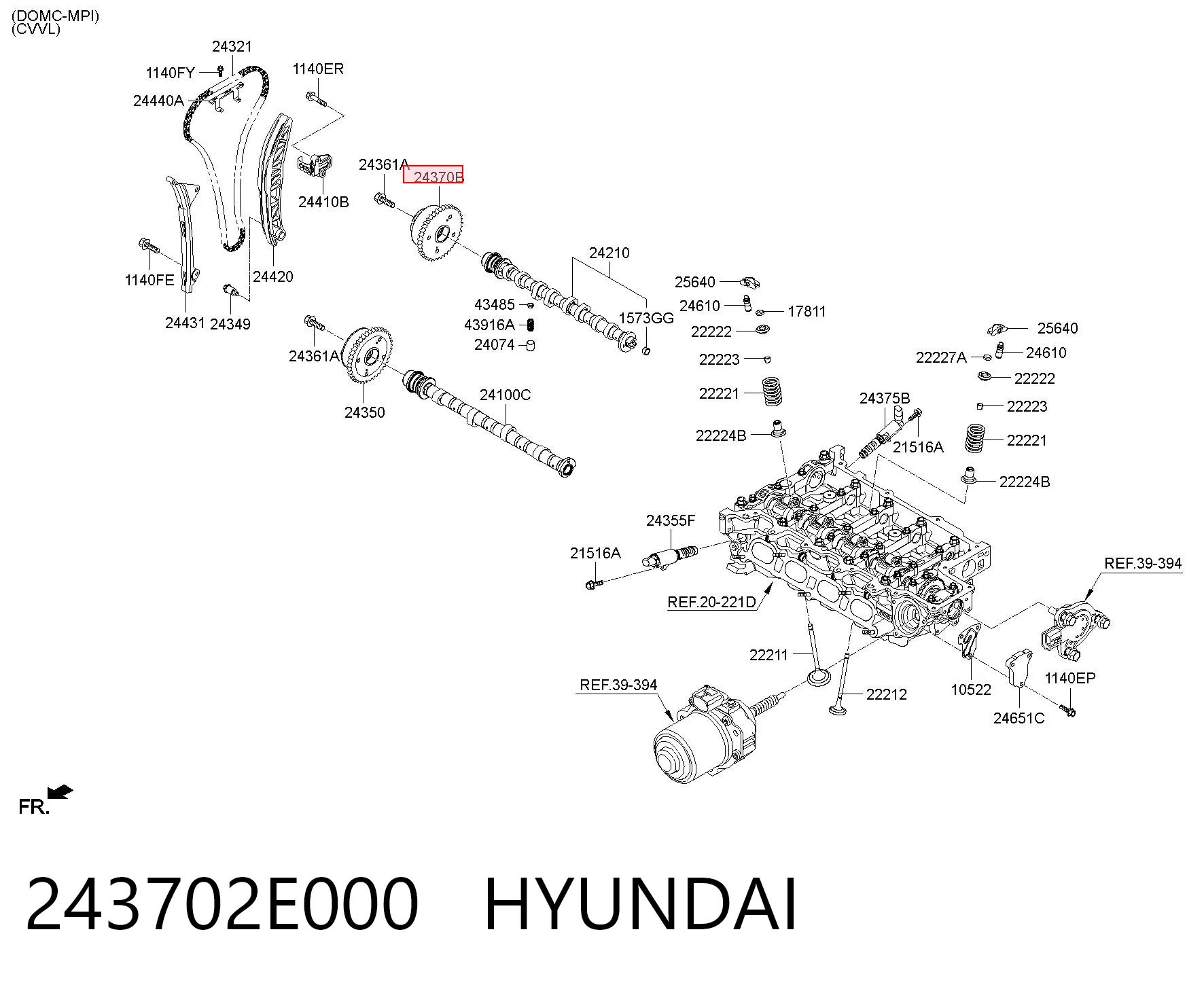 243702E000 Hyundai/Kia Engranaje del árbol de levas de escape
