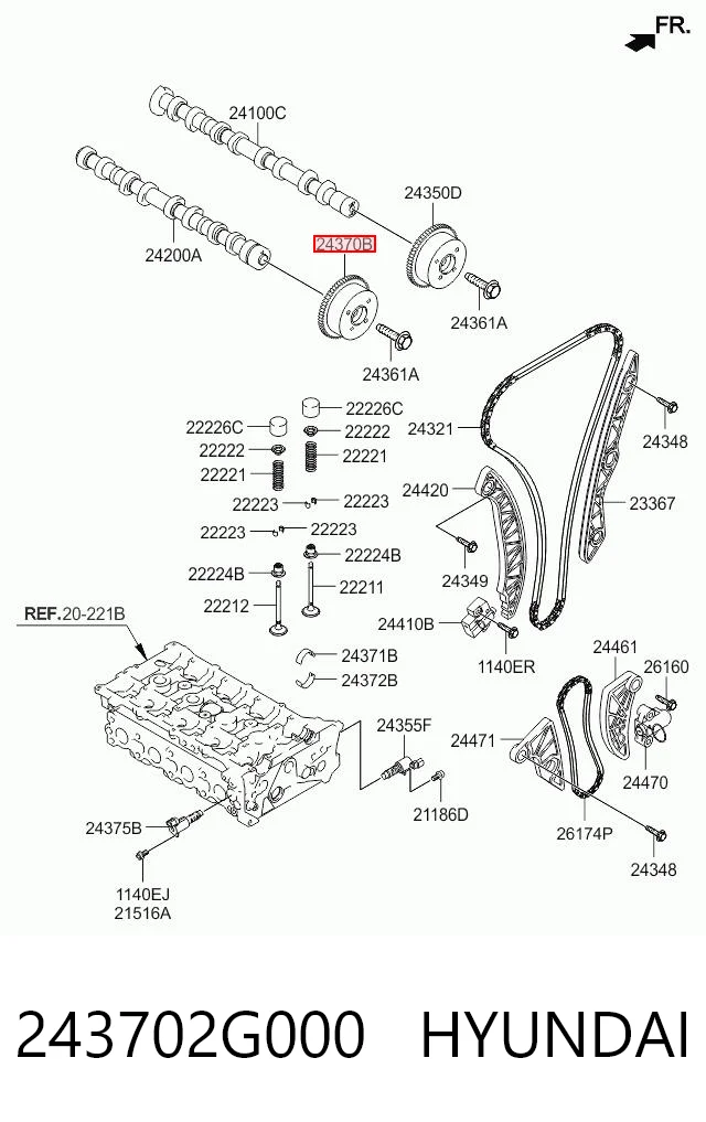 243702G000 Hyundai/Kia Engranaje del árbol de levas de escape