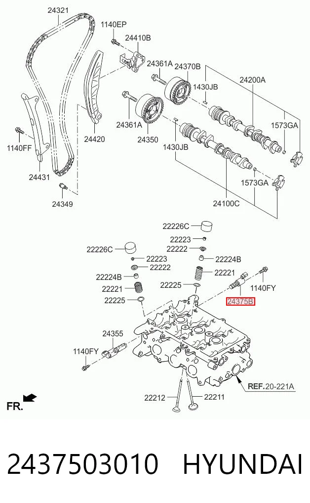 2437503010 Hyundai/Kia Válvula reguladora de presión de aceite