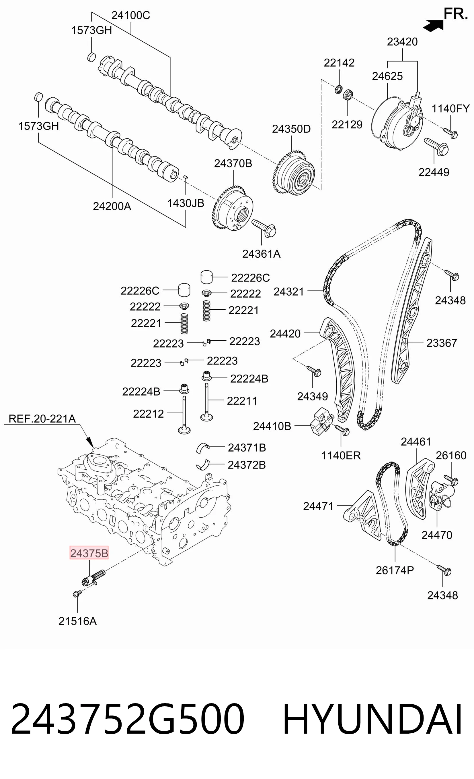 243752G500 Hyundai/Kia Válvula control, ajuste de levas