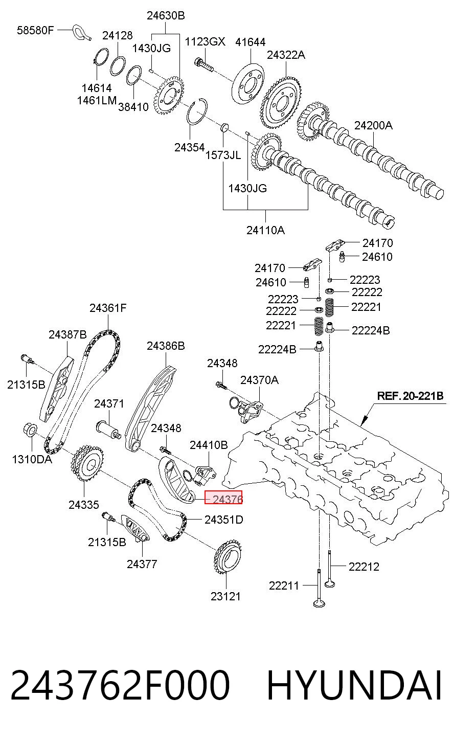 243762F000 Hyundai/Kia Guía del tensor de la cadena de distribución