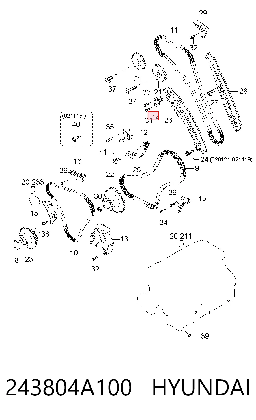 243804A100 Hyundai/Kia Tensor de cadena de distribución
