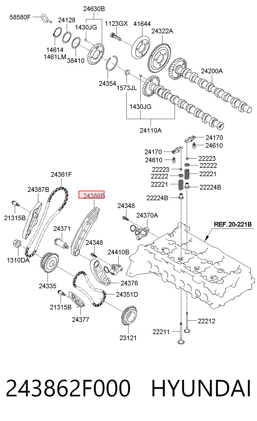 Tensor interno de la cadena de distribución para KIA Sorento II XM