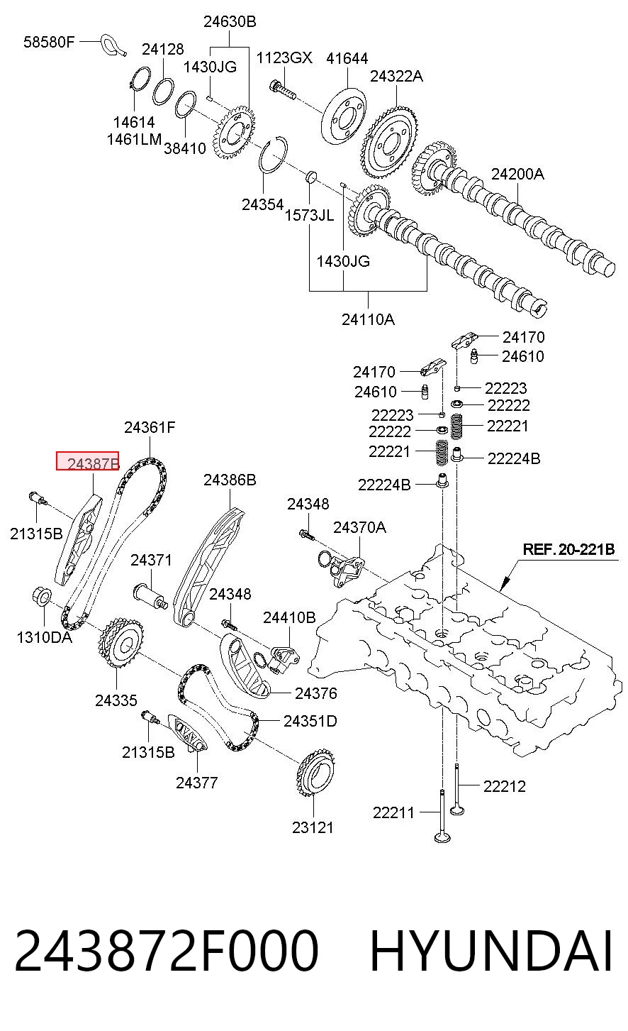 Tensor superior de la cadena de distribución para KIA Sorento III C5, UM