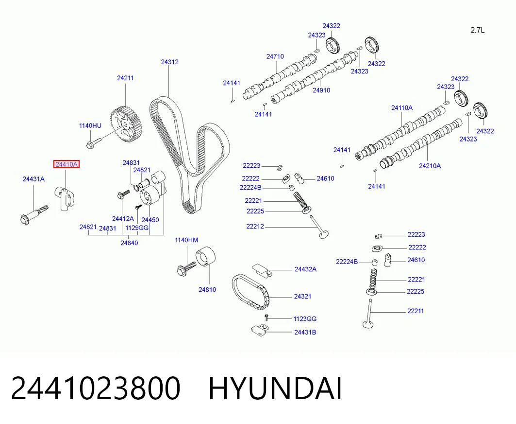 2441023800 Hyundai/Kia Tensor de cadena de distribución del árbol de levas