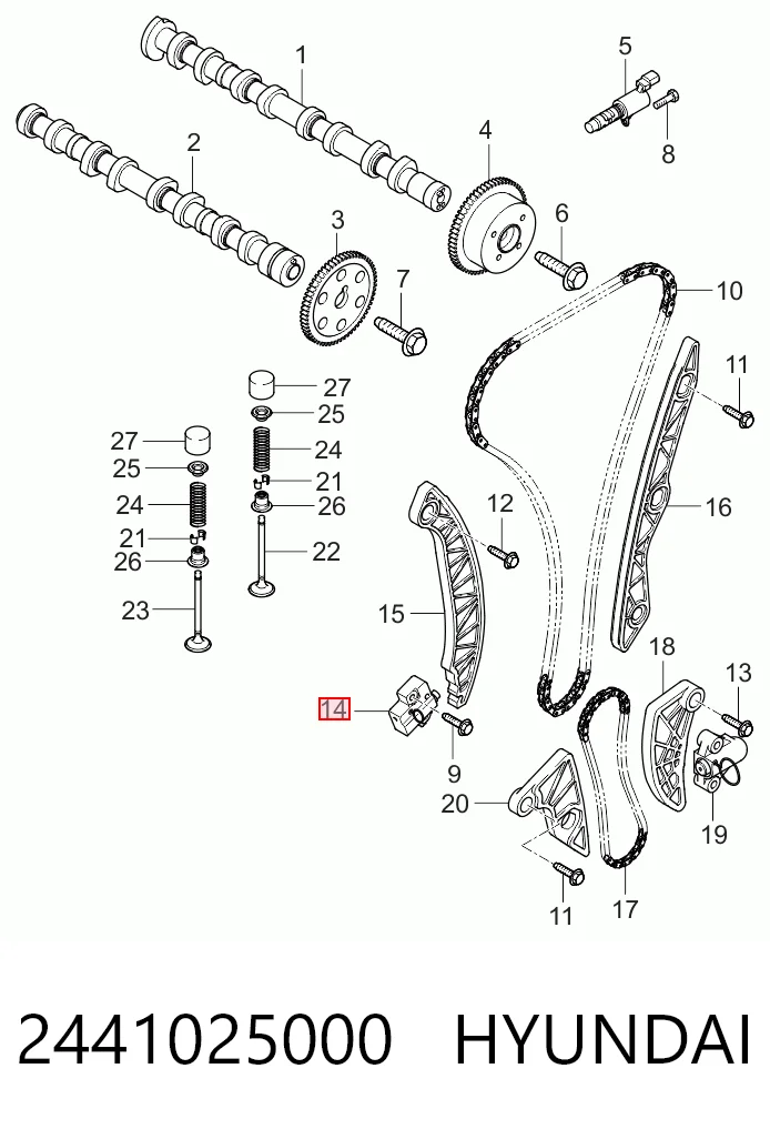  Tensor de cadena de distribución KIA Cerato 2