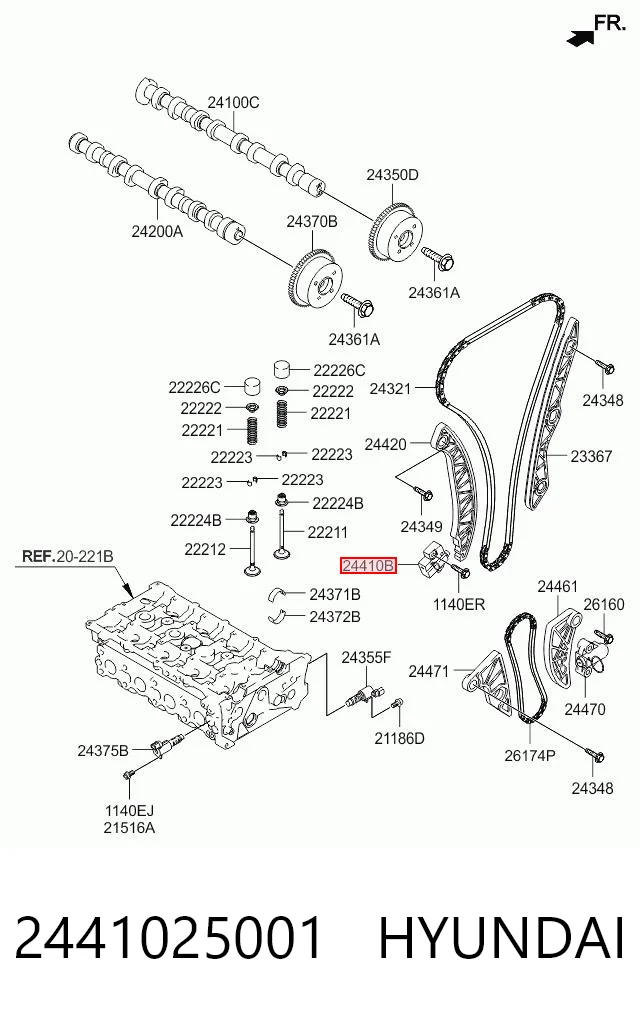 2441025001 Hyundai/Kia Tensor de cadena de distribución